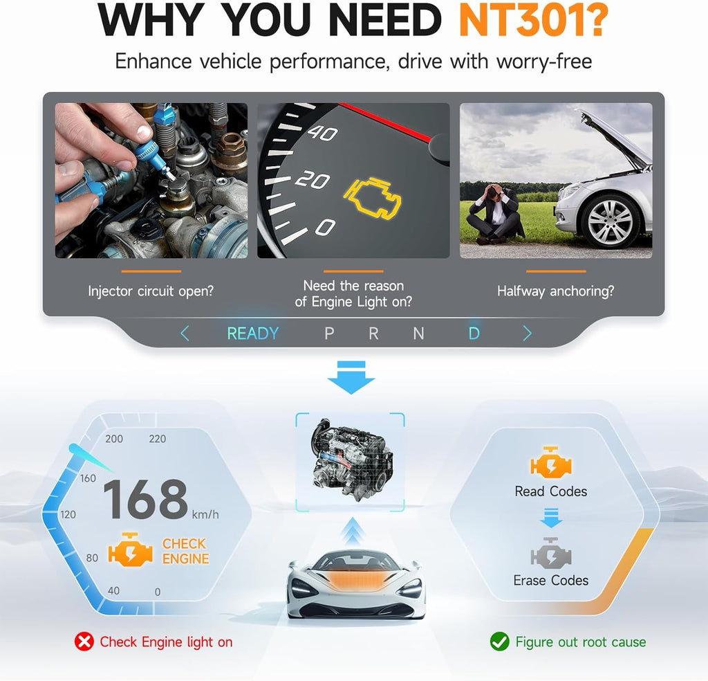 （Same style on Amazonï¼?FOXWELL NT301 OBD2 Scanner Live Data Professional Mechanic OBDII Diagnostic Code Reader Tool for Check Engine Light